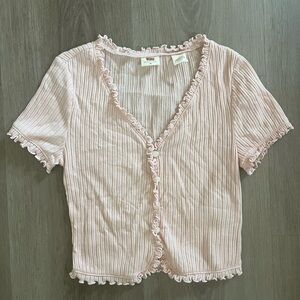 Levi’s Pink Ruffled Button-Up Top